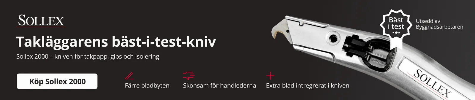 Sollex 2000 – Takläggarens bäst-i-test-kniv. Köp på sollex.se